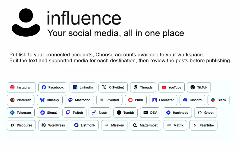 Influence – social media planner – social media scheduler – AI caption generator